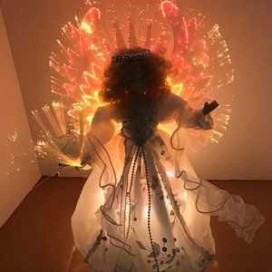 Fibre Optic Ivory Christmas Angel 13 inches tall